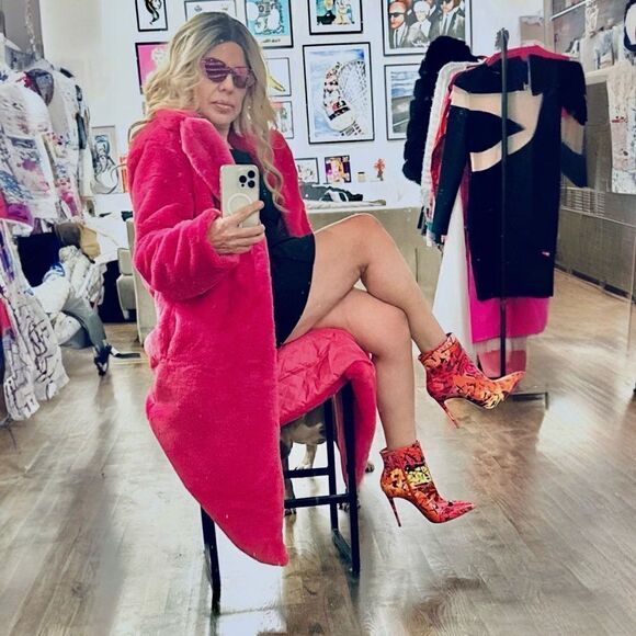 NWT Lala Parker PINK SAPPHIRE FAUX FUR TRENCH XL - Picture 4 of 10